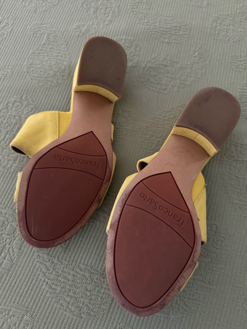 Franco Sarto Mustard Yellow Suede Slide Mules - Picture 3 of 3